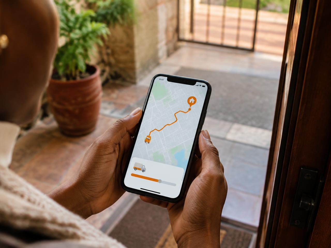 A customer tracking a delivery on their phone